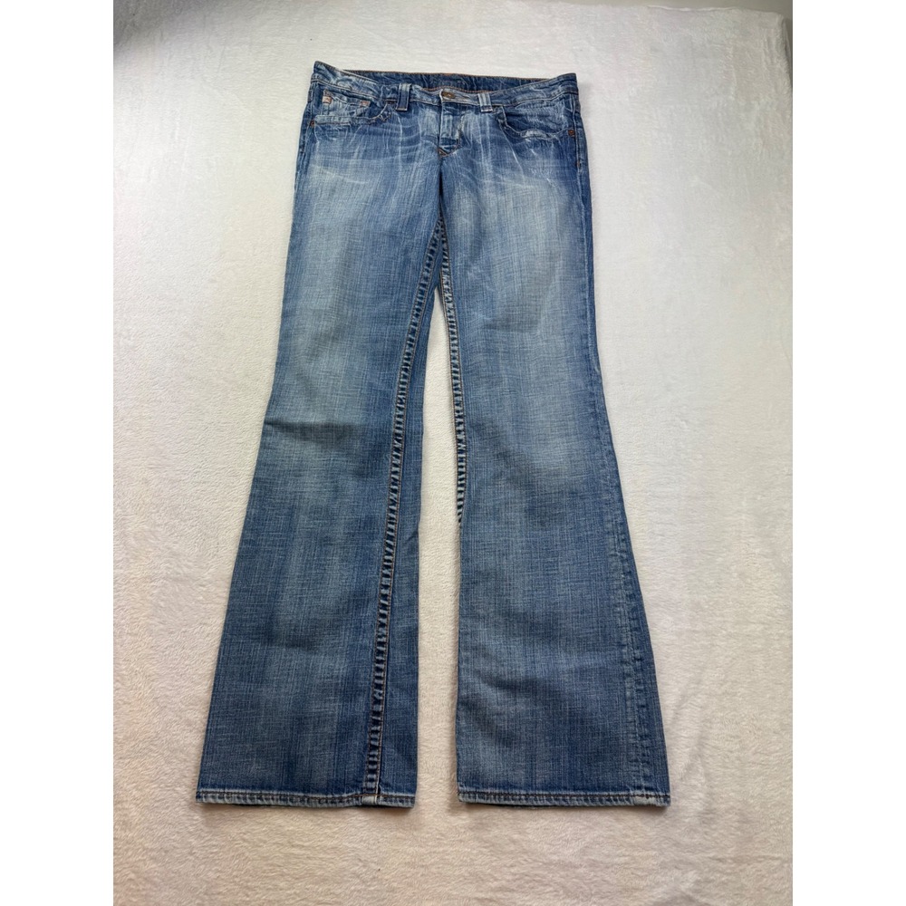 Big Star Casey Low Rise Flare Jeans Womens 32XL Medium Wash Embroidered Pockets
